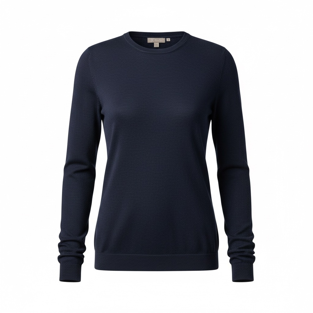 J.Crew Womens Navy Blue 100% Merino Wool Long Sleeve Crew Neck Sweater Size 2X. - Picture 3 of 3
